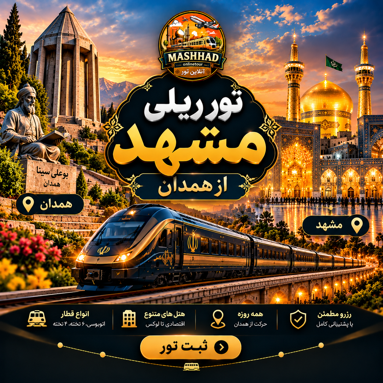 تور ریلی مشهد از همدان